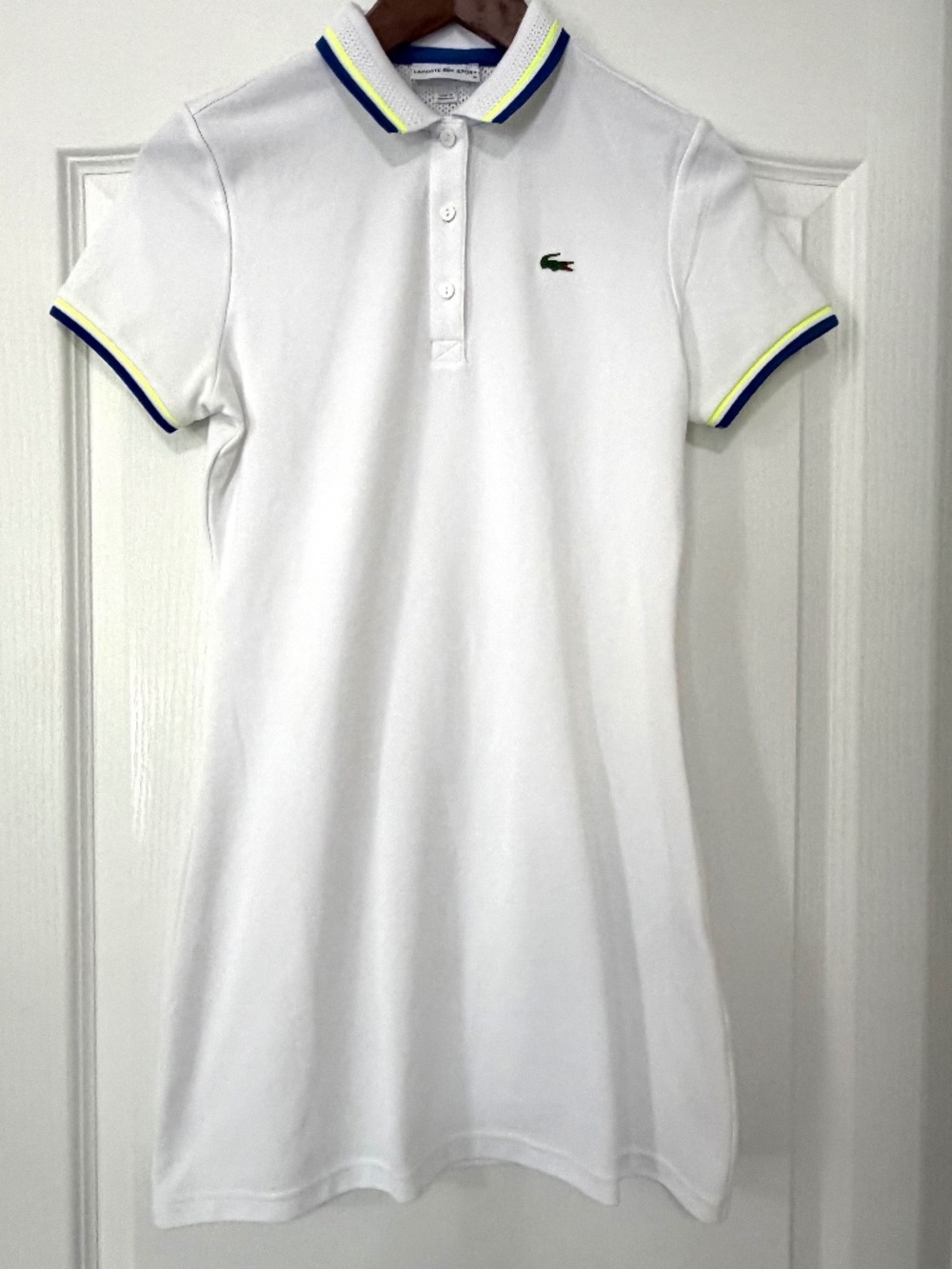 Lacoste Sport Mesh Inset Technical Polo Tennis Dress White 34 XS